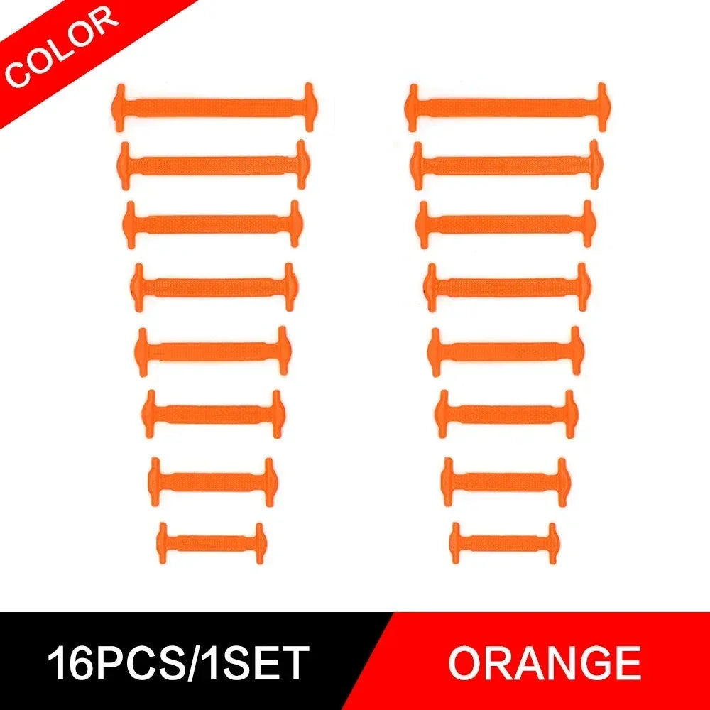 New 16Pcs Elastic Shoe Laces All Sneakers Silicone Stretch Shoelaces Unisex Fashion No Tie Shoelace Rubber Band Shoelaces