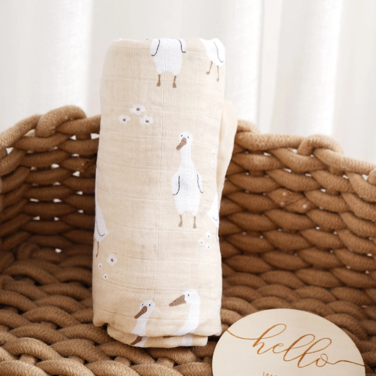 120x110cm Bamboo Cotton Baby Muslin Swaddle Blanket Cute Soft Print Baby Towel Wrap