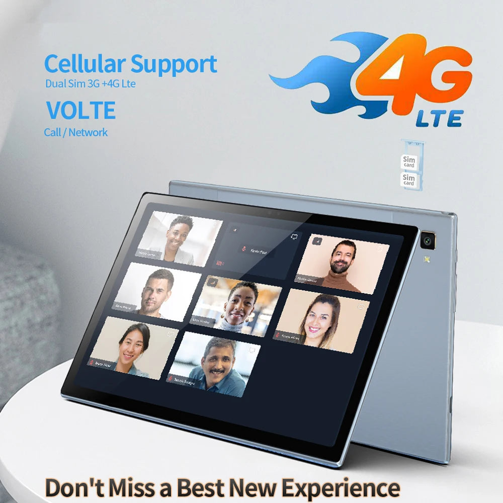 New 10.1 Inch Android Tablets Octa Core 8GB RAM 256GB ROM Google Play Dual SIM WiFi 4G LTE Network AI Speed-up Tablet PC