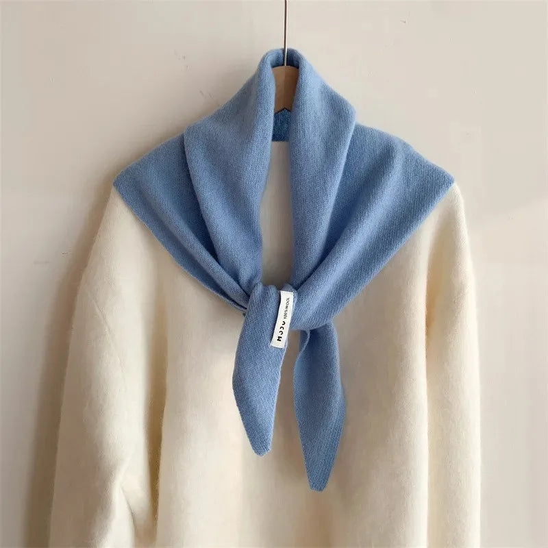 Korean Stripe Triangle Scarf 100% Wool Triangular Scarf Men Women British Niche Headscarf Knitted  Multi-functional Warm Scarf