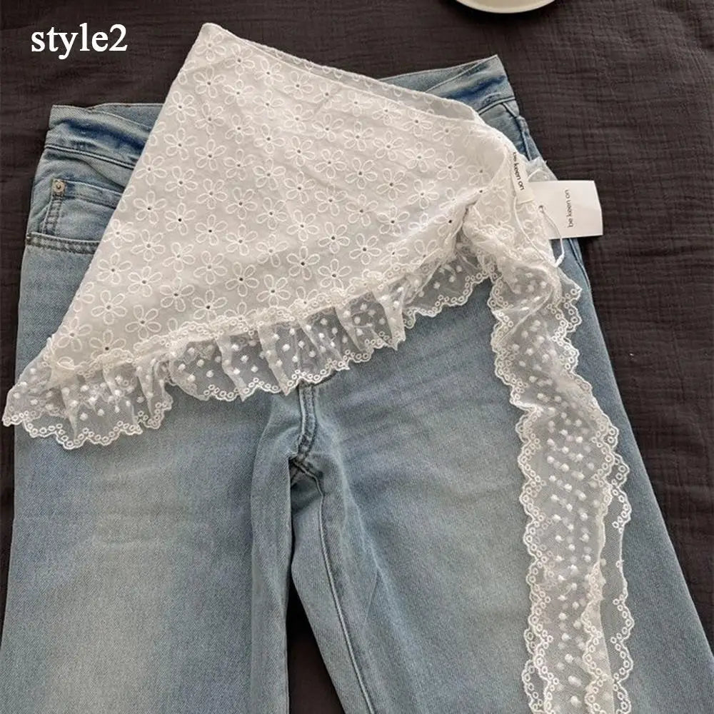 INS Style Triangular Lace Handkerchief Personalized Trendy Layering Of Small Aprons Soft Versatile Korean Headscarf Hair Scarves