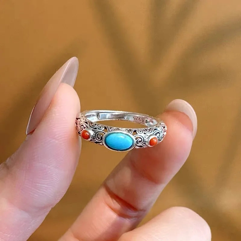 925 Sterling Silver Ring Vintage Pattern for Women Fashion Wedding Engagement Jewelry Shining Simulated Diamond Women Gifts