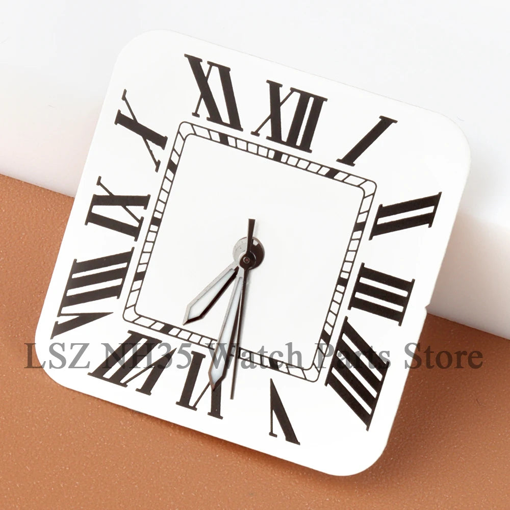 27mm NH35 Dial Square Roman Dial and Hands For 38mm Santos Case Fit NH35 NH36 Movement Stainless Steel Watch Accessories Repair