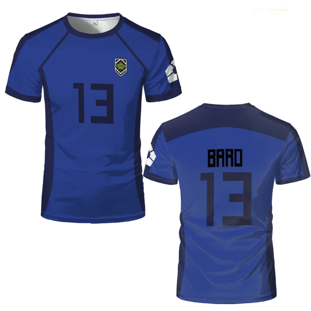 ISAGI 3D Print Sports Quick-dry Breathable Men T-Shirt Anime Cosplay Harajuku Football Team Training Parent-child Short Sleeve