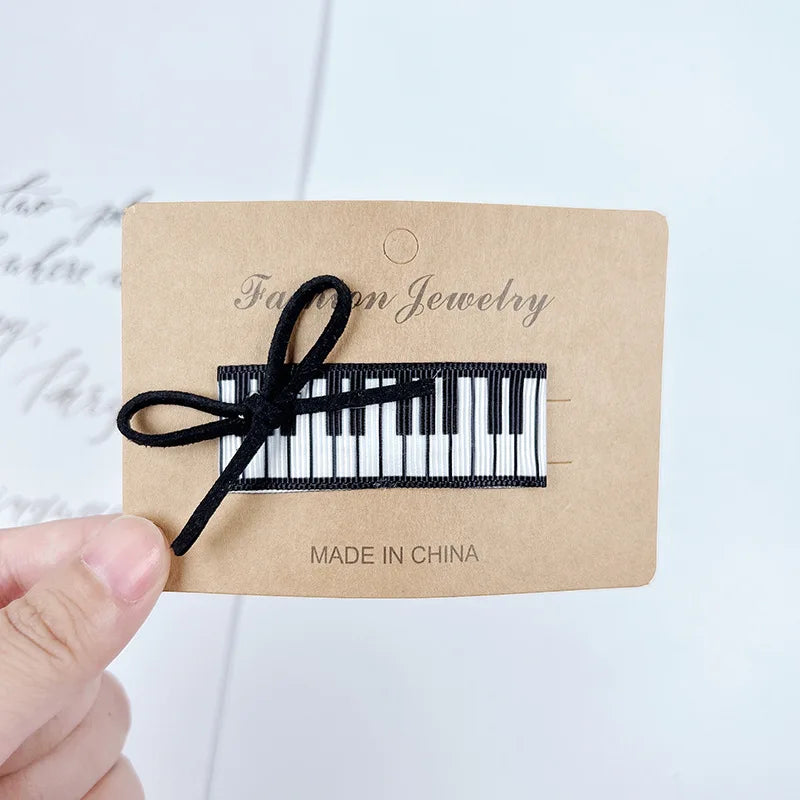 New Music Girl Hair Clips, Cute Piano & Violin Art Style, Kid-Friendly Non-Damaging Hair, Fashionable Princess Accessories