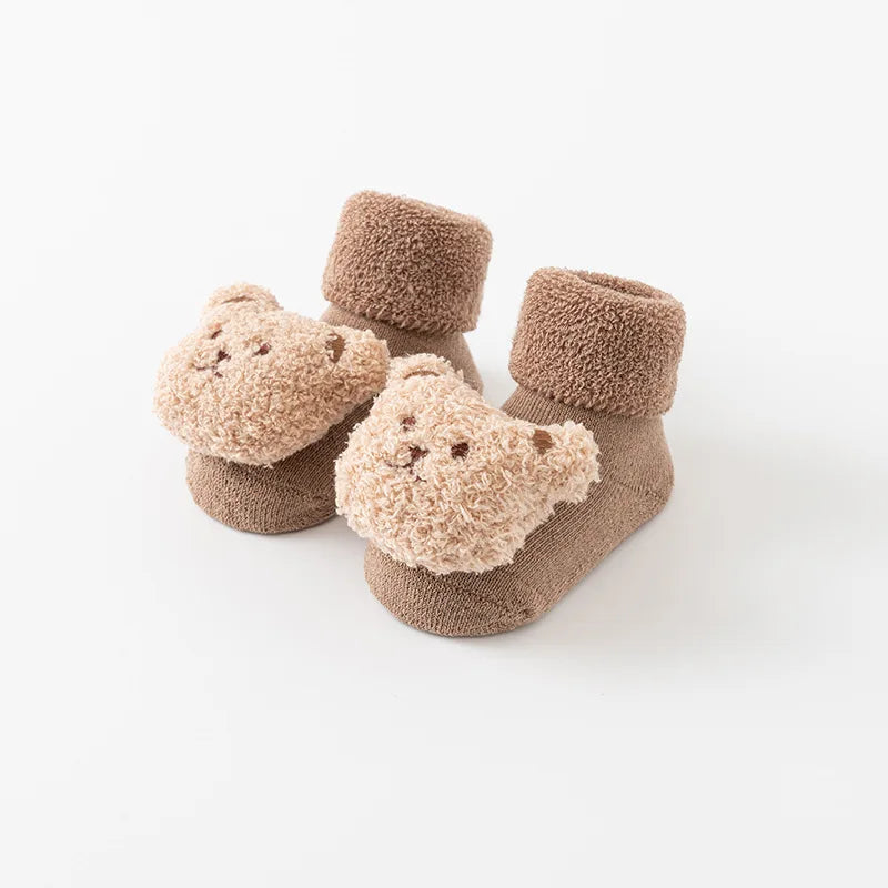 Cute Cartoon Bear Baby Socks for Boys Girls Spring Autumn Soft Cotton Anti Slip Soled Newborn Toddler Sock Kids Warm Socken