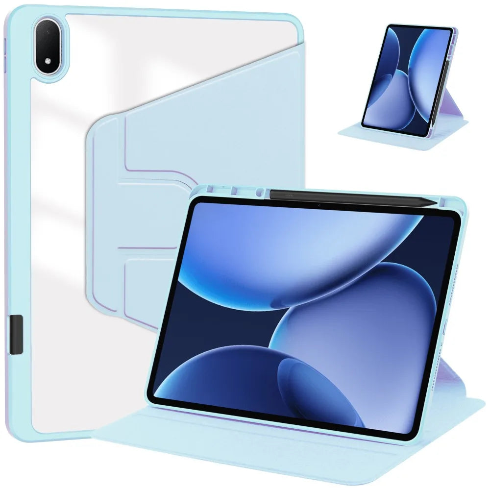 Tablet Case For OnePlus Pad 3 2Pro Oppo Pad 4 4Pro 13.2 IN with Pen Holder 360° Rotating Clear Hard Stand Flip  Shockproof Cover