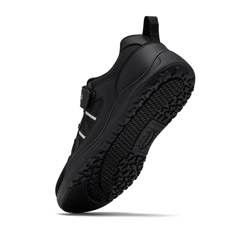 HOBIBEAR Big Kid Wide Width Shoes Barefoot Hook-Loop Artificial Leather Sneakers Lightweight Zero Drop Walking Shoes