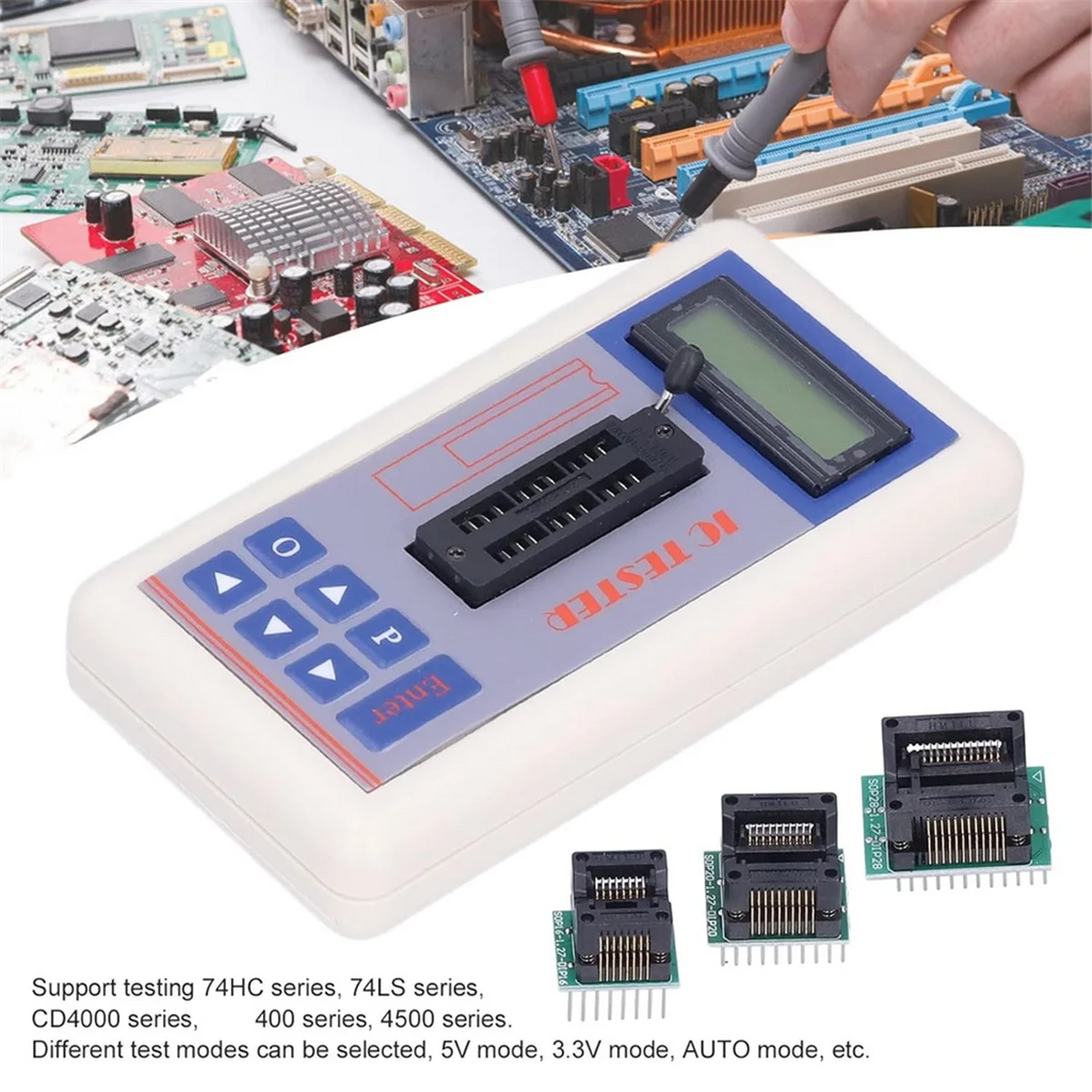 ABQR Integrated Circuit Tester, IC Transistor Capacitor Tester, Diode Checker Detector, with 5V 3.3V AUTO Mode,B