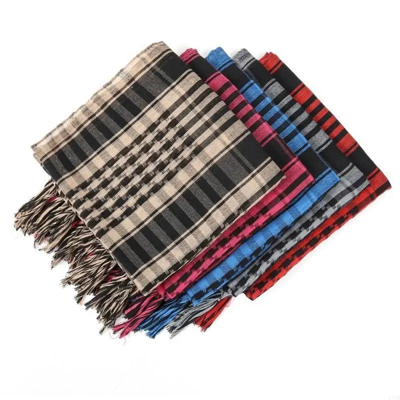 N7YD Desert Shemagh Scarf Soft Fringed Arab Headscarf Unisex Keffiyeh Bandana Unisex Headwrap Arabian Scarf Head Covering