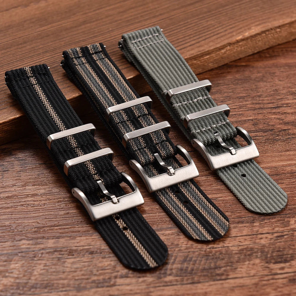 MZDTIMK Sailcloth Nylon Ribbed Strap 18mm 20mm 22mm New Design Quick Release Military Ribbed Nylon Watch Bands
