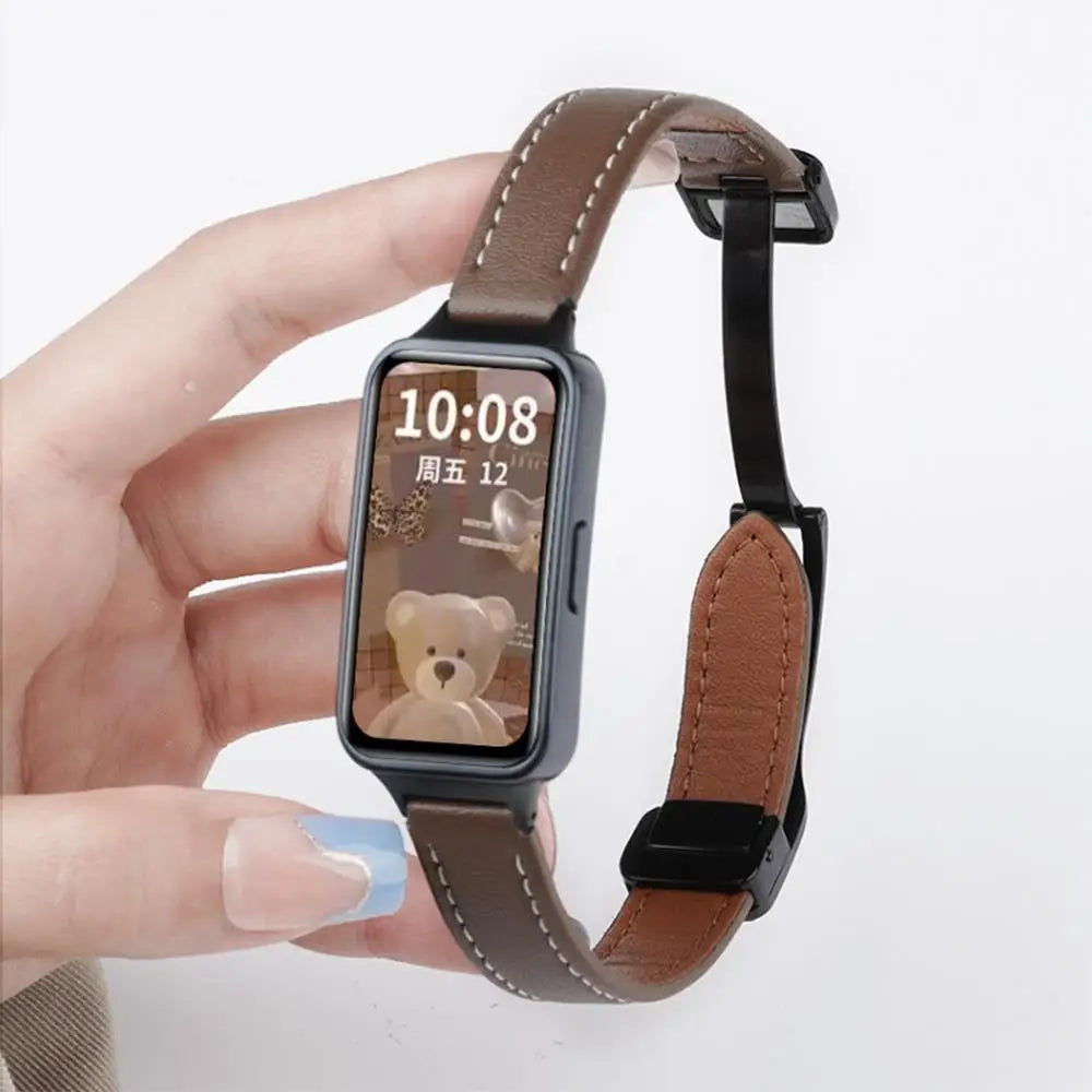 Magnetic Leather Strap for Huawei Band 10 9 8 NFC Soft Sport Replacement Breathable Correa Band10 Bracelet Wristband Accessories