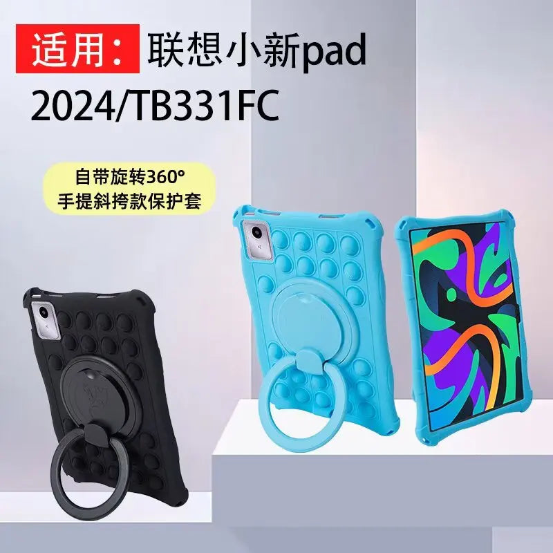 Silicone Case for Lenovo Tab M11 11 inch TB331FC TB330FU Decompression Bubble Rotating Bracket Cover with Shoulder Strap & Pen