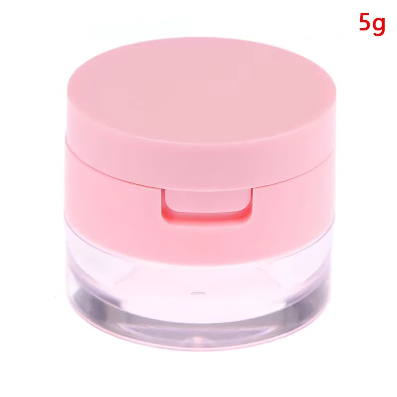 1pc Portable Plastic Powder Box Empty Loose Powder Container With Sieve Mirror Cosmetic Sifter Loose Jar Travel Makeup Container
