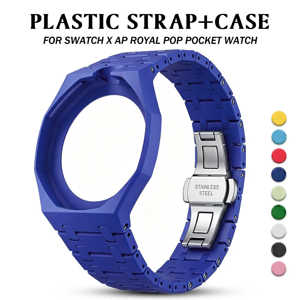 Luxury Plastic Modification Kit for Swatch X AP Royal POP Watch Eco Watch Case Link Strap Watch Conversion Pocket Mod Accessory