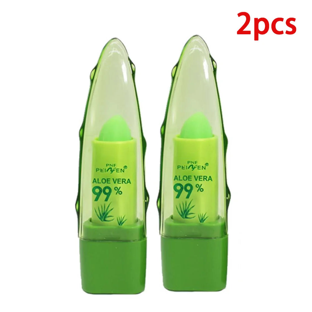 2pcs Aloe Vera Lipstick,Long Lasting Lip Care Nutritious Plumper Lip Balm,Moisturizer Color Changing Jelly Lip Gloss Makeup