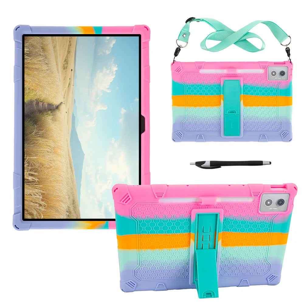 For Lenovo Xiaoxin Pad Pro 12.7 2025 Case Thickened Anti-drop Soft Silicone Stand Funda TB375FC/TB373FU 12.7" Kids Tablet Cover