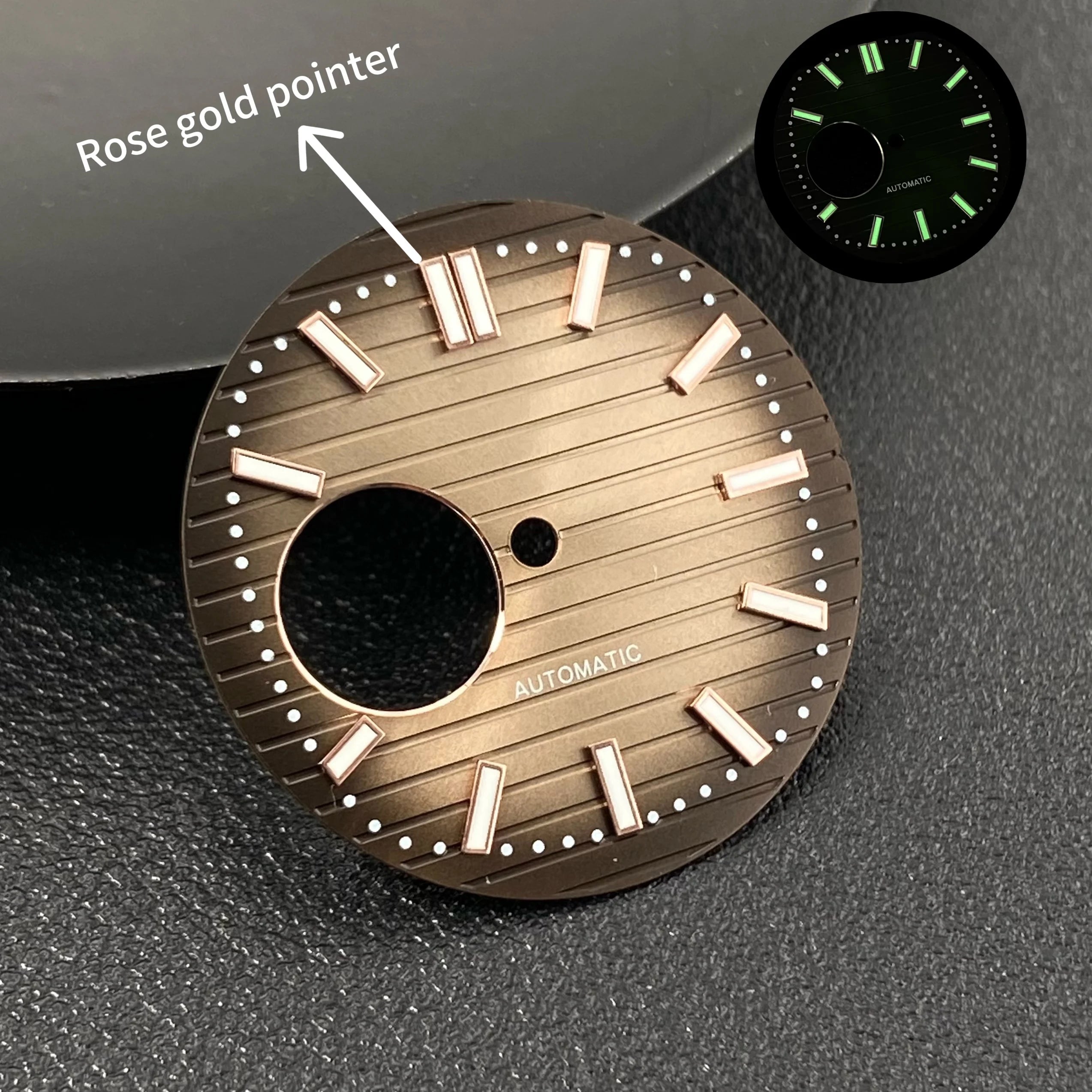 N30.5MM Dial Nautilus No Logo Watch Dial Green Luminous With Hands Suitable for NH38 Movement Modification Repair Accessories