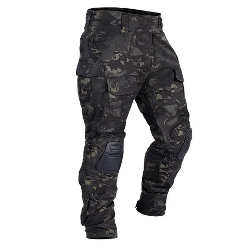 Men Combat Pants +Knee Pads Tactical Cargo Trousers Camouflage Multicam Training Trekking Hunting Clothes Wear-resisting