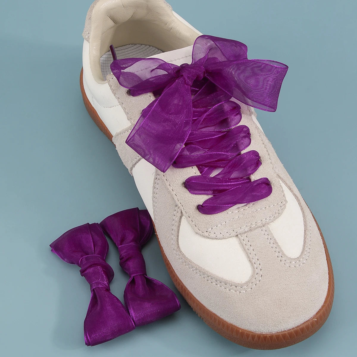 1 PAIRS Fashion Shoe Laces Silk Satin Ribbon Shoelaces Soft Casual Flat Shoestrings for Sneaker 2.5CM Wide&more choices of color