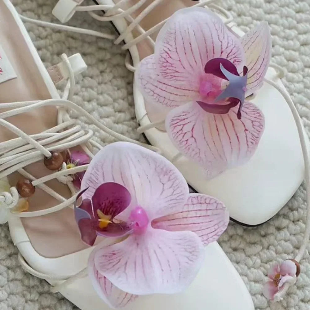1 Pair Simulation Coloful Thai Fairy Butterfly Flower Shoe Buckles Personalized Design Butterfly Orchid Simulation Buckles Decor