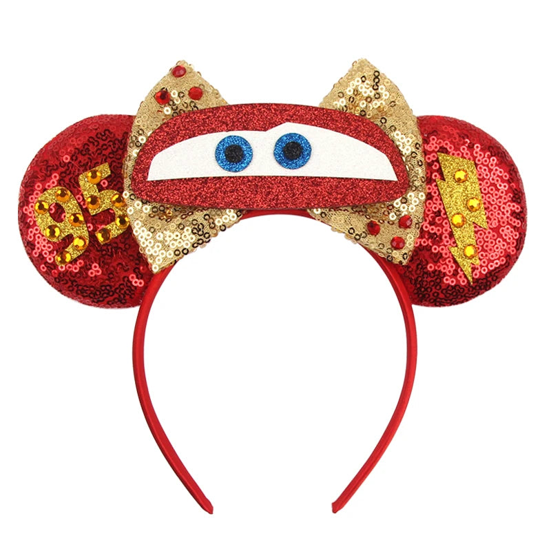 2025 New Style Mickey Minnie Ear Headband Sequin Bows Girl Adult Kids Halloween Party Cosplay Hair Accessories Princess Hairband