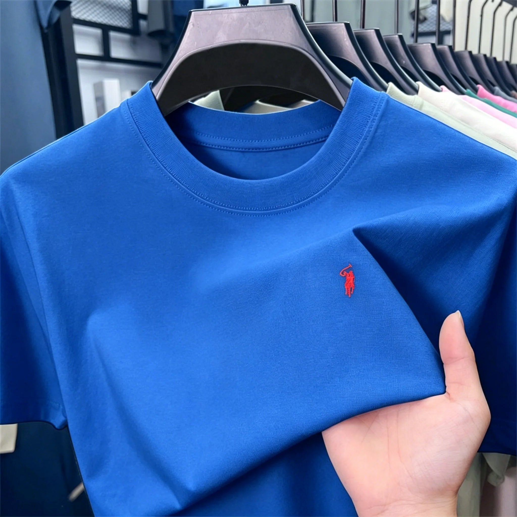 100_ cotton men's short sleeve T-shirt fashion brand Paul Pony embroidery summer new high-end comfortable casual round neck top