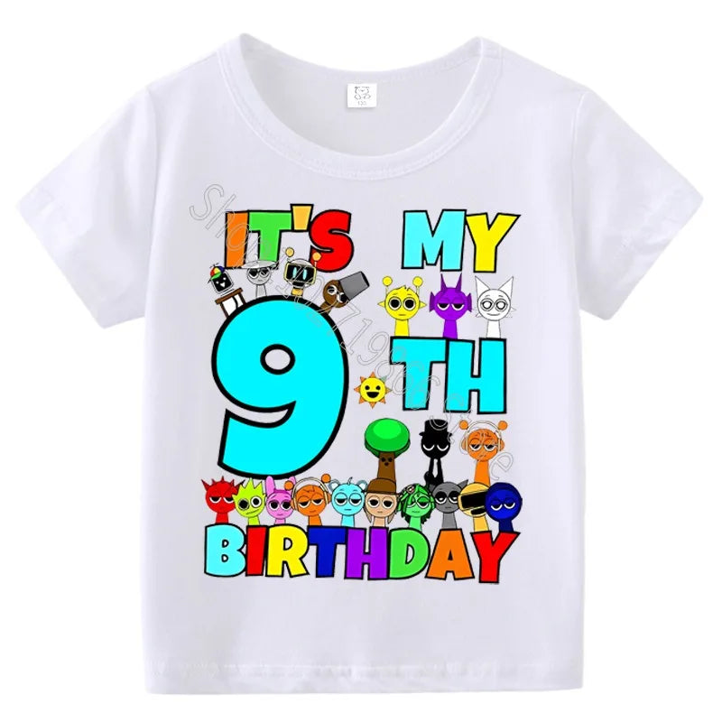 Summer Short Sleeves Sprunki Incredibox Print Children T-shirts Kids Clothes Boys Girls Cotton Tees Tops Birthday Party Gifts