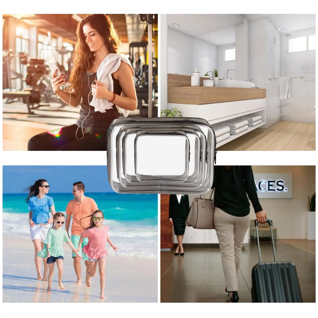 Transparent Cosmetic Bag, Clear Makeup Organizer Pouch for Toiletries, Portable Storage Bag for Travel & Gift（4pcs）