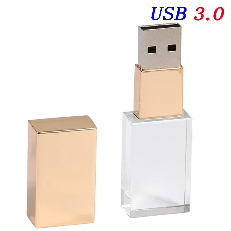 JASTER USB 3.0 Flash Drive Rose Gold Crystal Custom 3D Logo Pen Drive Wedding Cool Gift Pendrive Black Memory Stick 128GB 64GB
