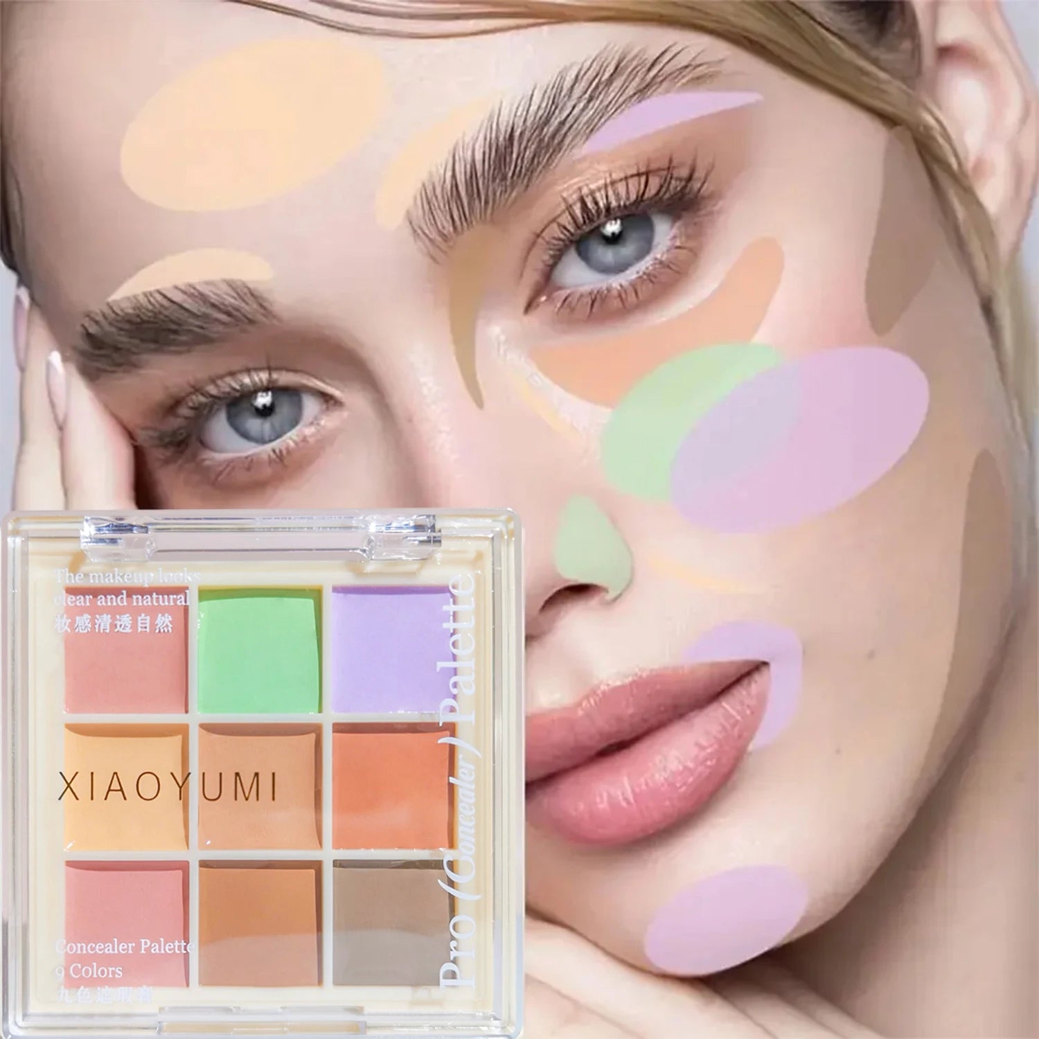 Multi-Color Concealer & Color Correcting Palette, Correcting Green/Purple Shades for Face Makeup, Blemish & Dark Circle Coverage