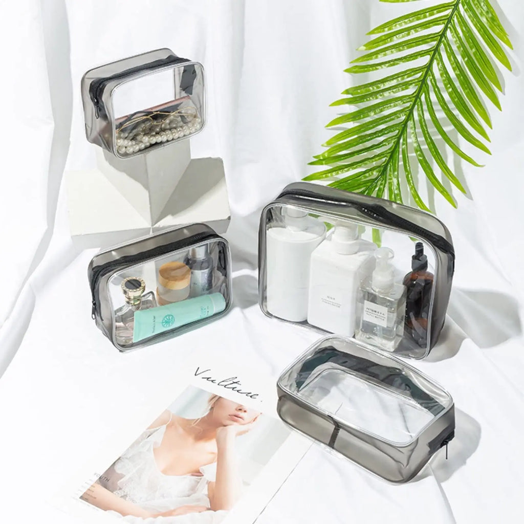 Transparent Cosmetic Bag, Clear Makeup Organizer Pouch for Toiletries, Portable Storage Bag for Travel & Gift（4pcs）