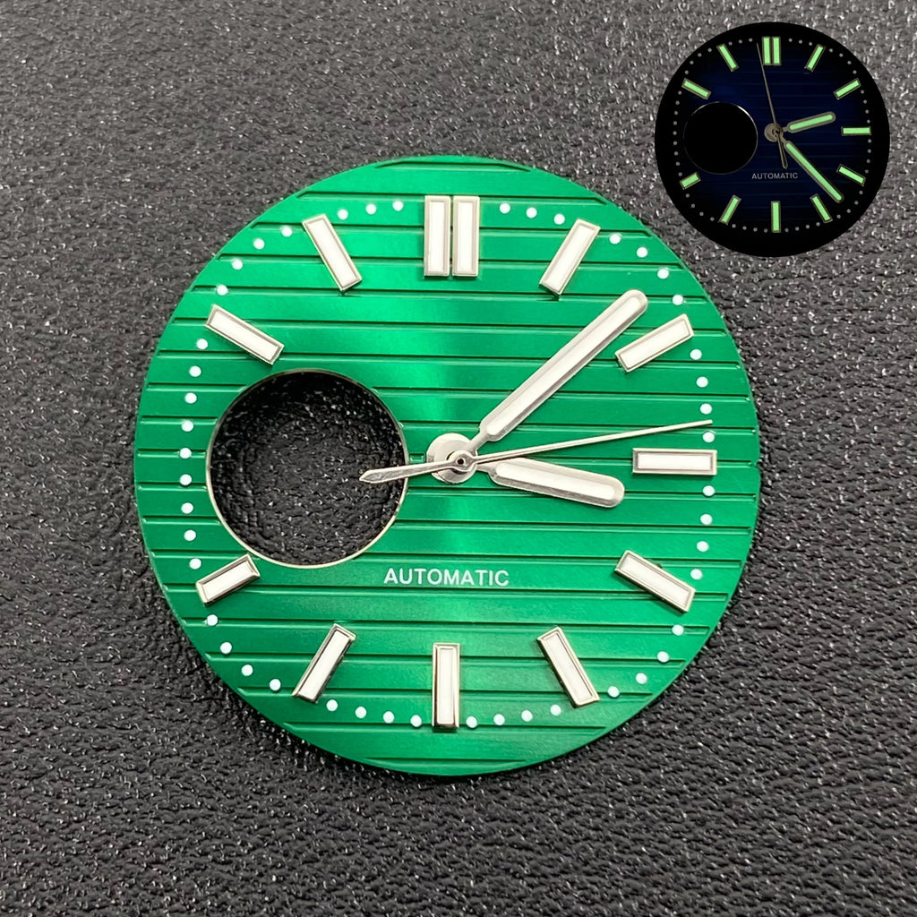 N30.5MM Dial Nautilus No Logo Watch Dial Green Luminous With Hands Suitable for NH38 Movement Modification Repair Accessories