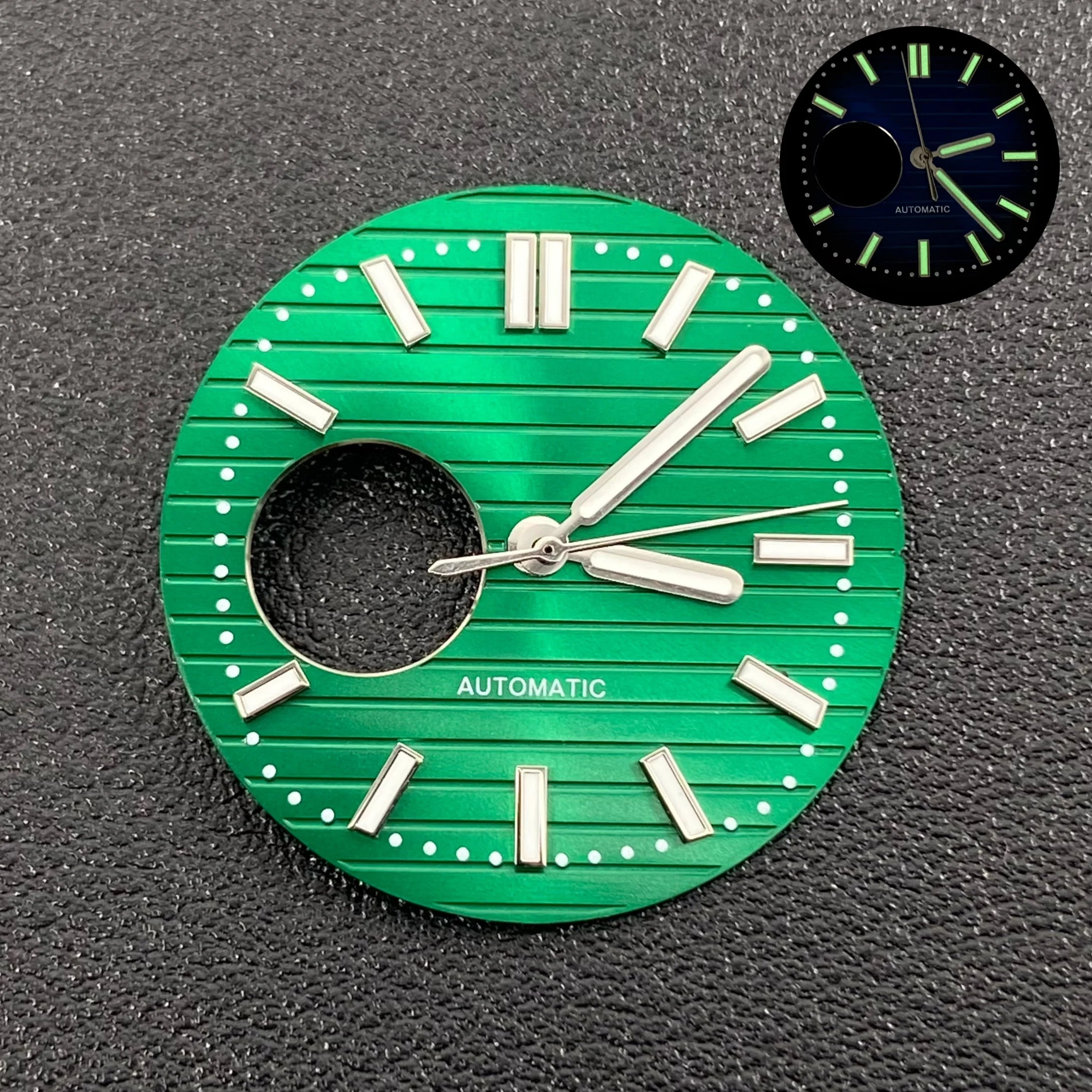 N30.5MM Dial Nautilus No Logo Watch Dial Green Luminous With Hands Suitable for NH38 Movement Modification Repair Accessories