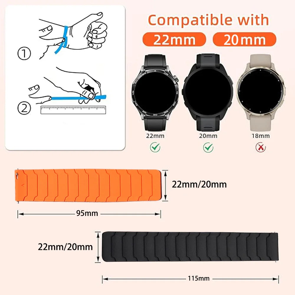 20/22mm Magnetic Band For Xiaomi Watch 2 Pro/Color 2/Mi Watch S1 S4 Sport Strap For Amazfit Bip 6 5/BALANCE 2 Silicone Bracelet