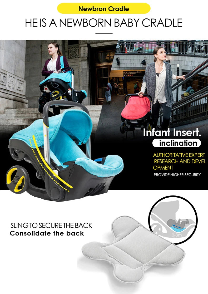 4In1 Baby Stroller, Multifunctional Stroller Foldable with Car Seat Baby Car Carriage Portable Baby Stroller 3in1