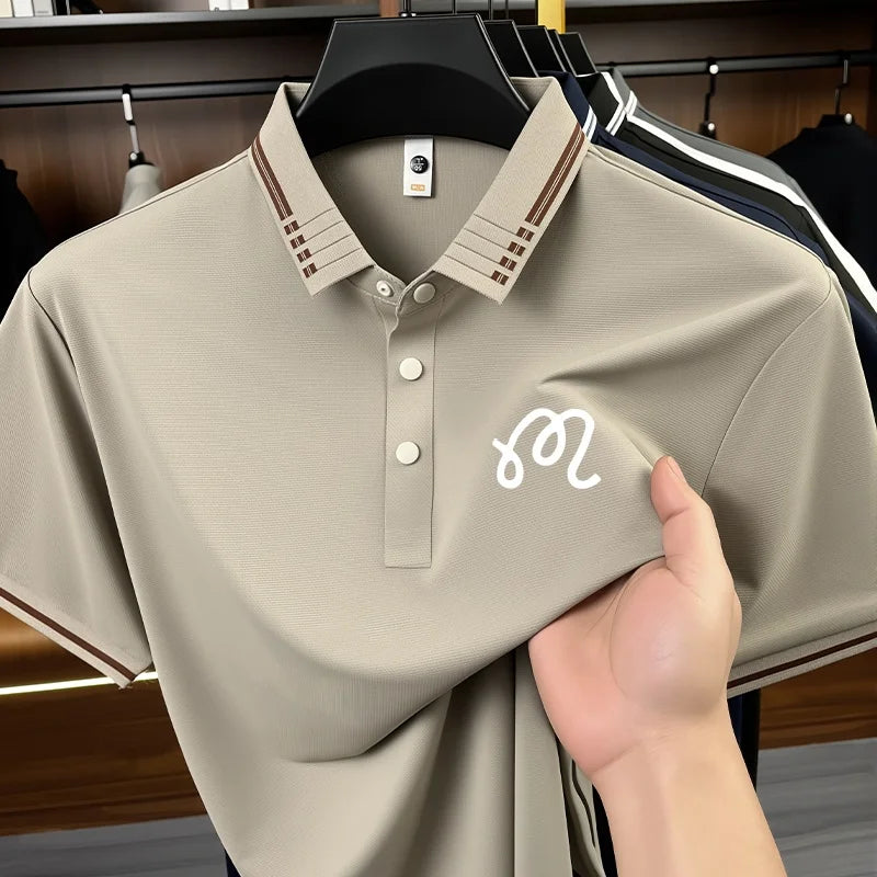 Designer Men's New Seamless Exquisite Print Polo Shirt Cool Short Sleeved Fashion Solid Color T-shirt Business Casual Men's Wear