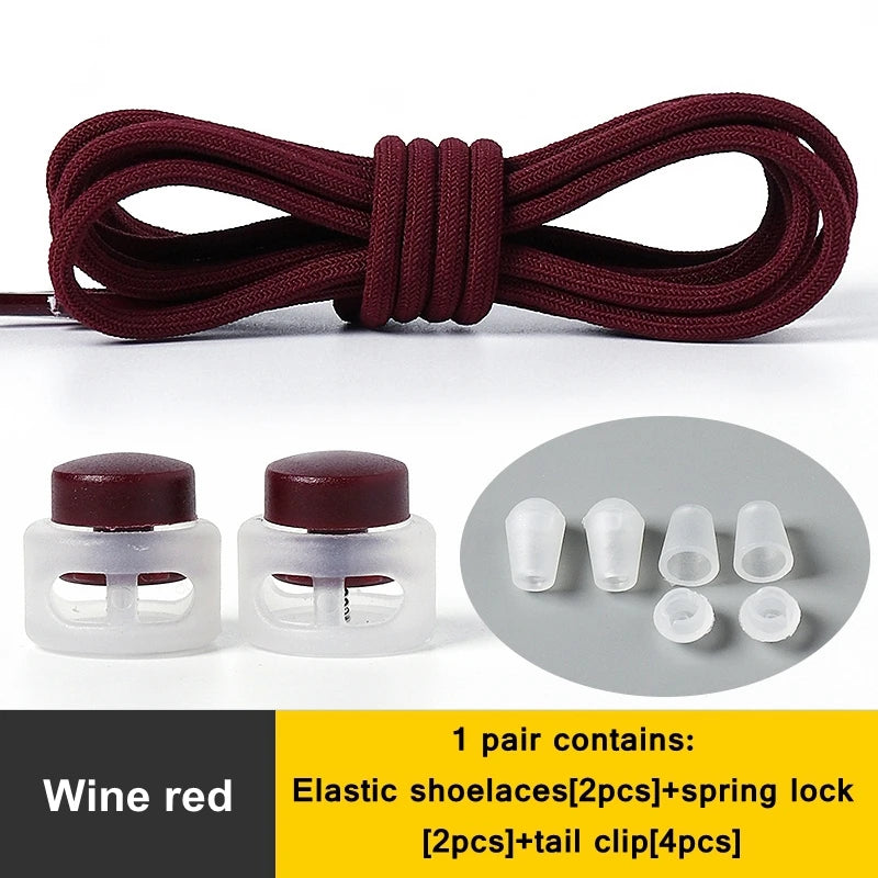 1 Pair Lazy Laces Elastic For Sneakers Snap Lock Shoelaces Without Ties Suitable For Children And Adults Round Shoelace Artifact