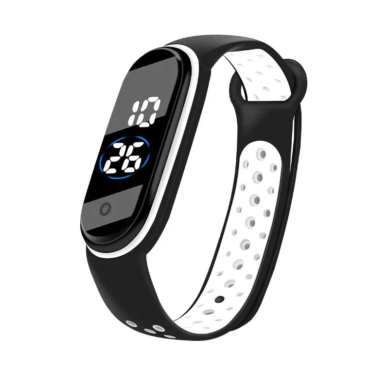 Waterproof Kids Sports Watch Children Smart Touch Screen LED Digital Watch Two Tone Silicone Strap Men Women Watch Student Clock
