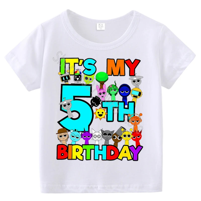 Summer Short Sleeves Sprunki Incredibox Print Children T-shirts Kids Clothes Boys Girls Cotton Tees Tops Birthday Party Gifts