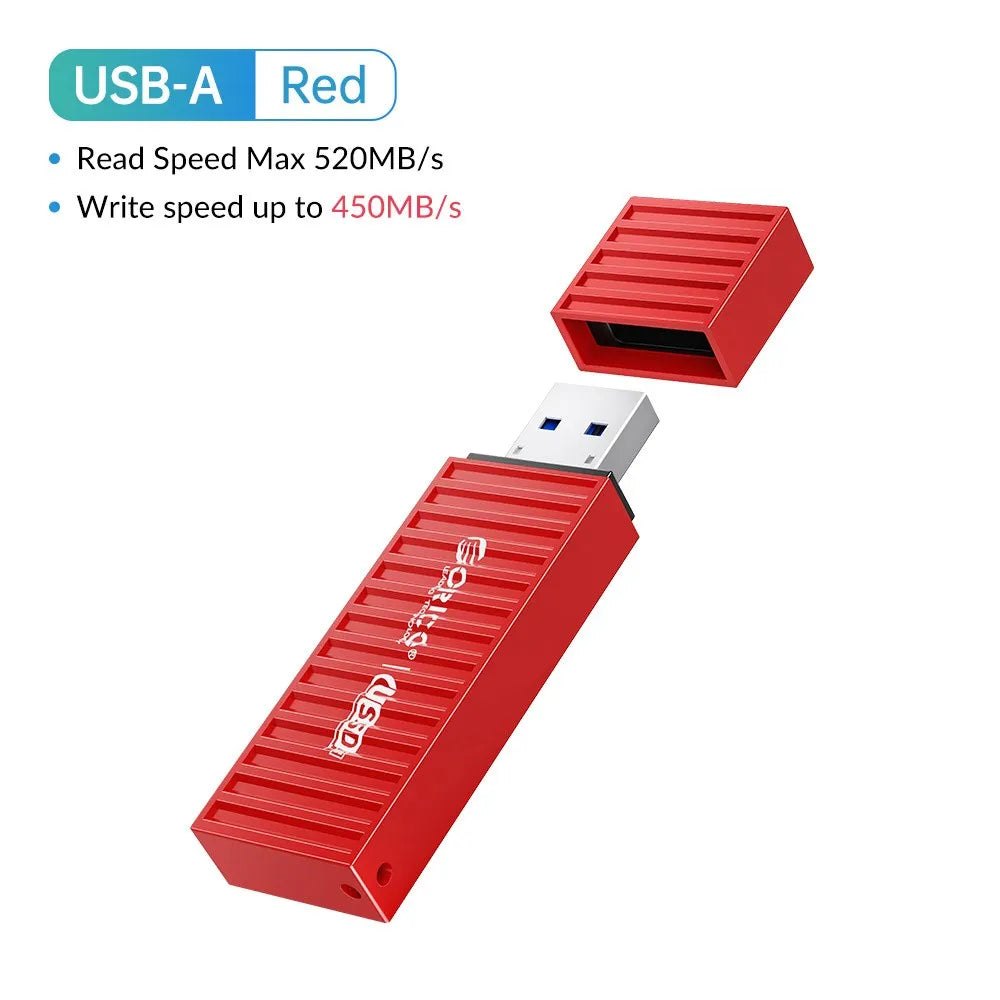 ORICO USSD Solid State U Disk 520MB/S Flash Drive 128GB 256GB 512GB 1TB  USB3.2 PenDrive Black Metal  Container Design Hard Disk