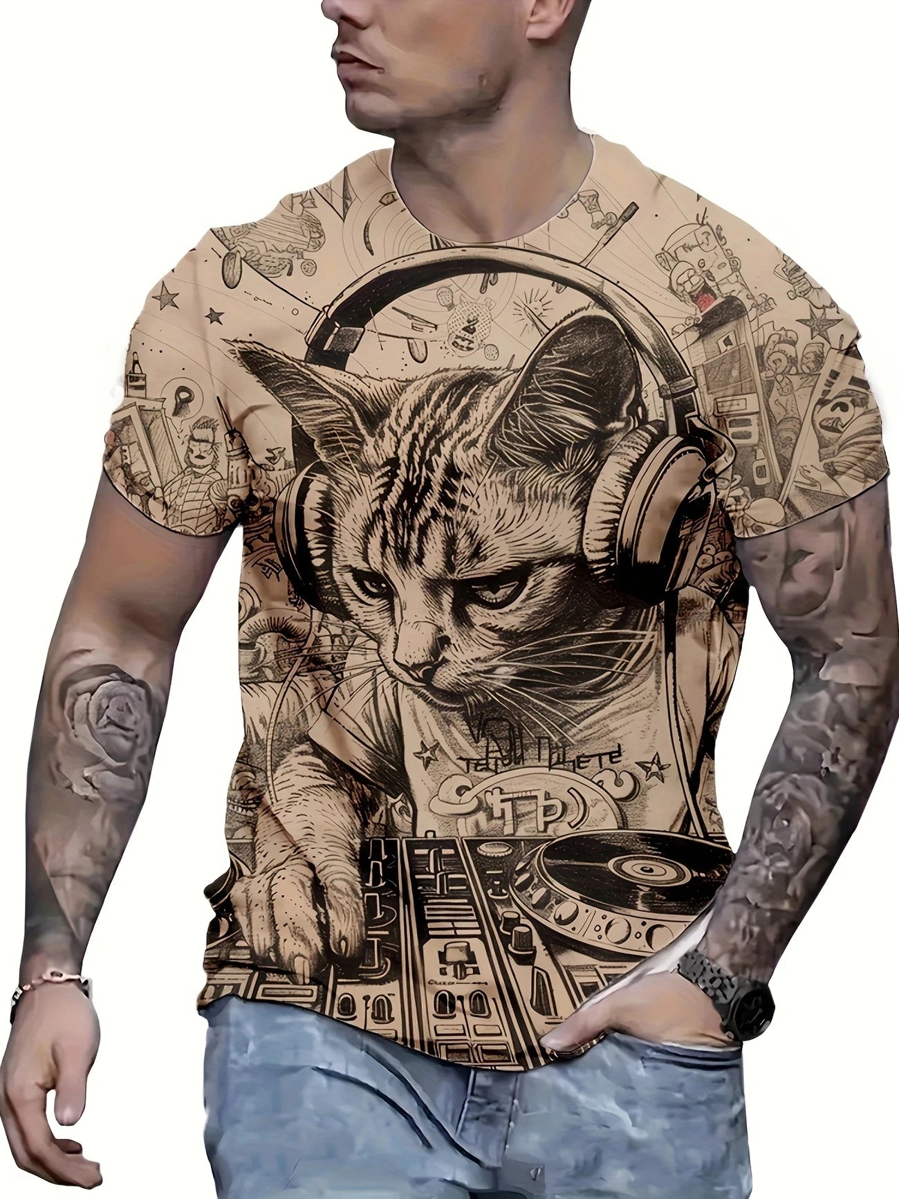 New Summer Men's T-shirt Funny Printed Pattern Short Sleeve Summer Outdoor Fashion Round Neck Tops Men's Clothing Abstract Art