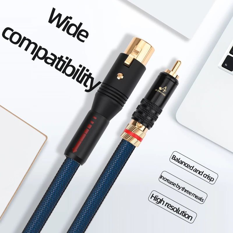 ATAUDIO HiFi 2RCA to 2XLR Audio Cable High Grade OCC Silver Plated 2RCA Male to 2XLR Balanced Male/Female Cable for Speaker