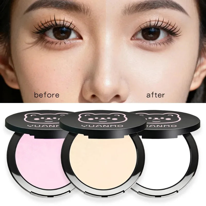 Transparent White Pressed Powder Oil Control Silky Soft Focus Foundation Palette Concealer Brighten Modifying Dullness Makeup