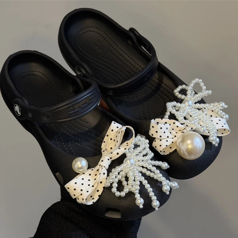 Bling Silver Rhinestone Flower Shoe Charms Metal Bead Bow & Heart Clog Charms Luxury DIY Shoe Decoration Punk Y2K Style Clog Pin