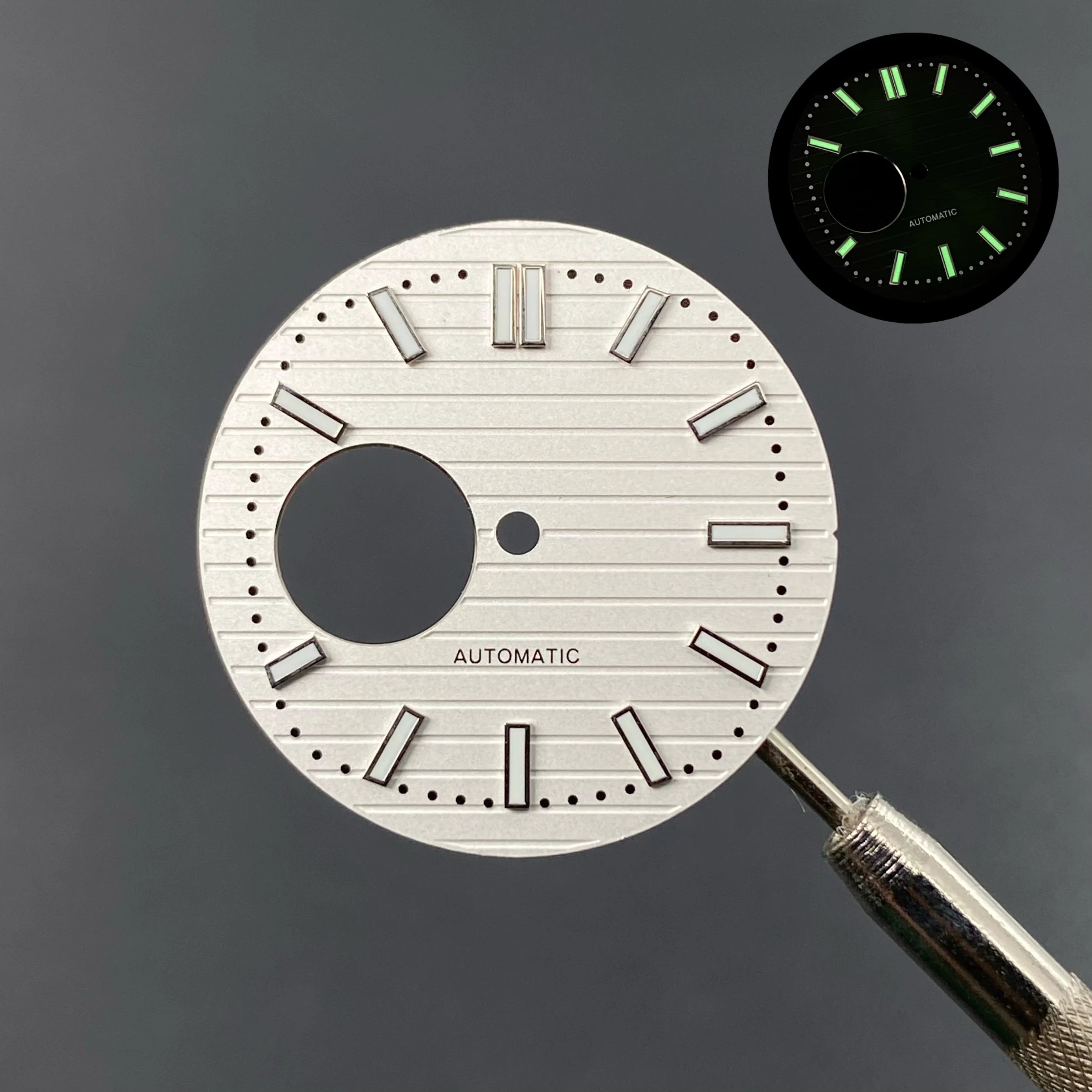 N30.5MM Dial Nautilus No Logo Watch Dial Green Luminous With Hands Suitable for NH38 Movement Modification Repair Accessories
