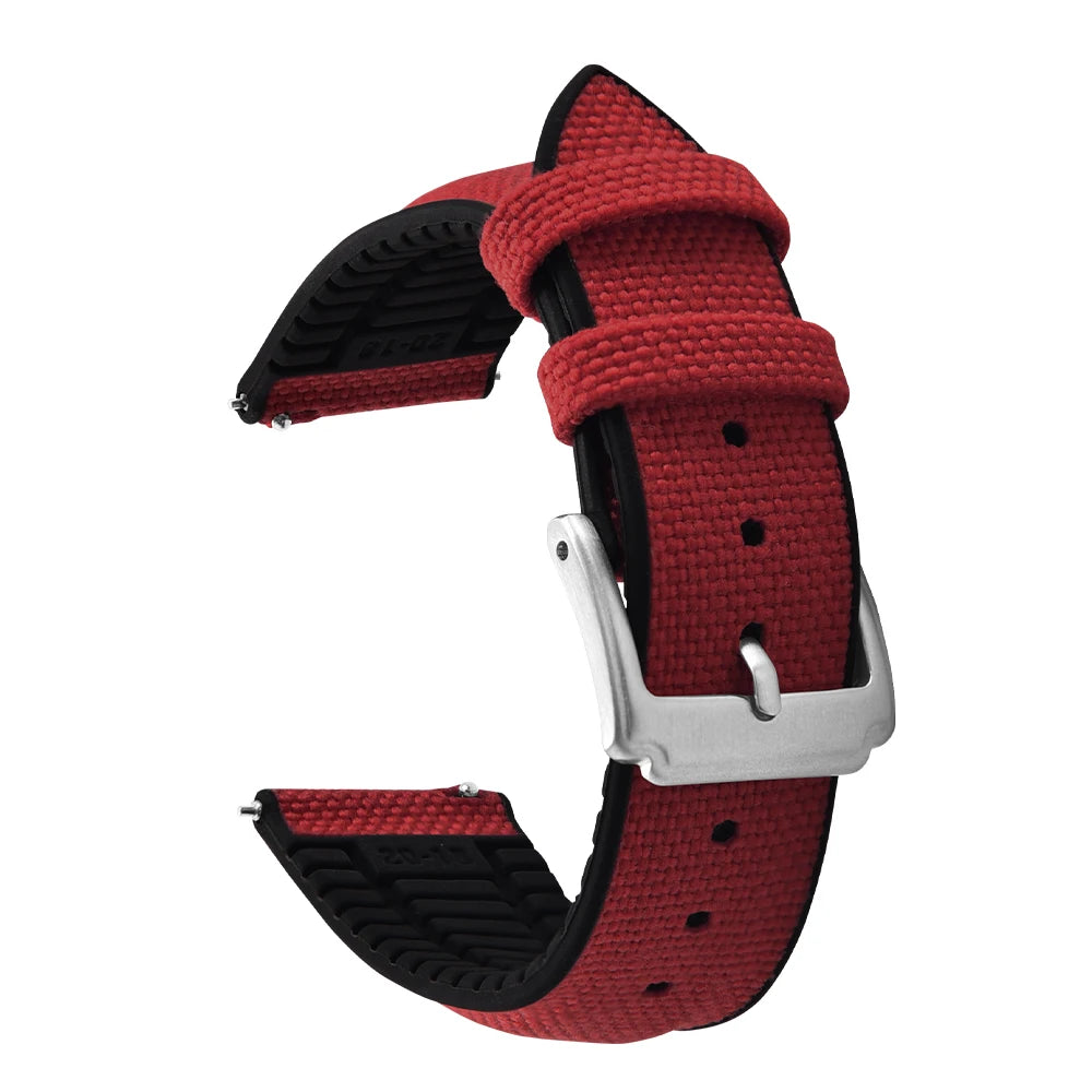 Sailcloth Rubber Strap 18 19 20 21 22mm Sailcloth Nylon Quick Release Band Universal Silicone Bracelet For Cartier Seiko Omega