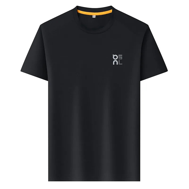 High end brand ice silk short sleeve summer breathable comfort quick drying men's T-shirt fashion printed casual round neck top