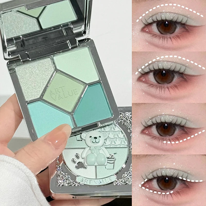 5 Colors Eyeshadow Palette Purple Glitter Pearlescent Matte Eye Shadow Shimmer Makeup Long Lasting Women Beauty Eye Cosmetics