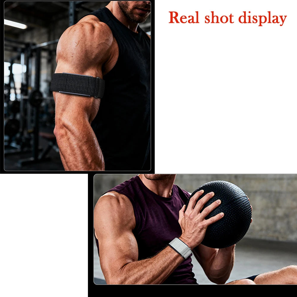 Full Coverage Nylon Elastic Armband Wristband for Amazfit Helio Adjustable Genuine Leather Hook and Loop Water-Resistant Strap
